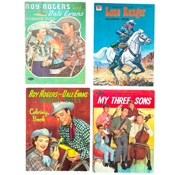 Vintage Coloring Books Roy Rogers The Lone Ranger & My Three Sons - Picture 1 of 16